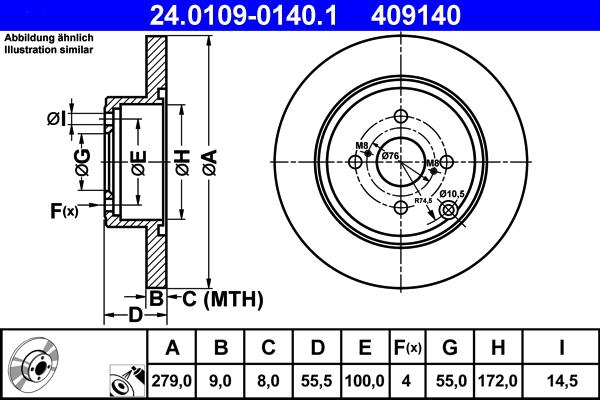 ATE 24.0109-0140.1 - Тормозной диск abcparts.ee