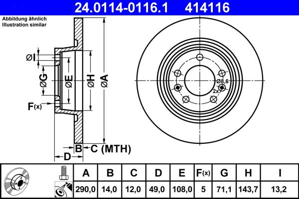 ATE 24.0114-0116.1 - Тормозной диск abcparts.ee