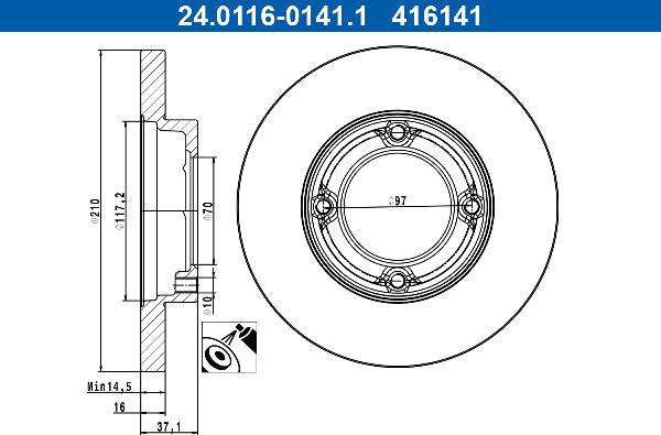 ATE 24.0116-0141.1 - Тормозной диск abcparts.ee