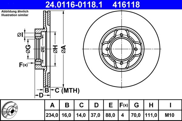 ATE 24.0116-0118.1 - Тормозной диск abcparts.ee