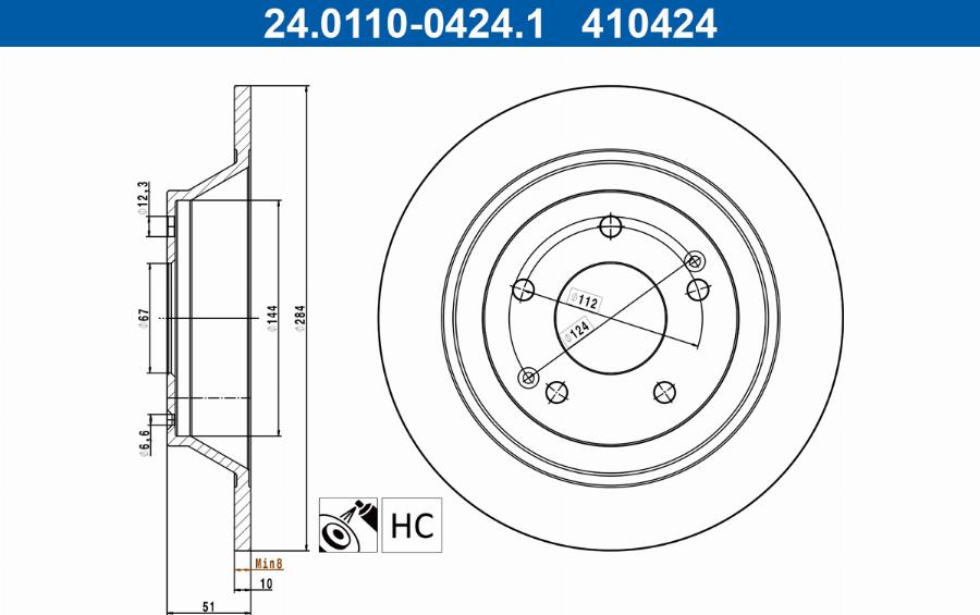 ATE 24.0110-0424.1 - Тормозной диск abcparts.ee