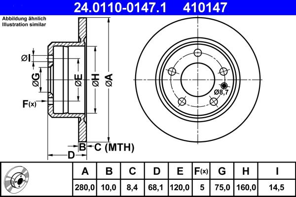ATE 24.0110-0147.1 - Тормозной диск abcparts.ee