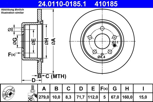 ATE 24.0110-0185.1 - Тормозной диск abcparts.ee