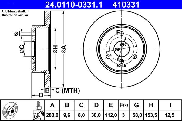 ATE 24.0110-0331.1 - Тормозной диск abcparts.ee