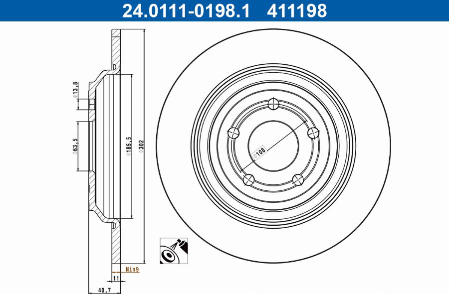 ATE 24.0111-0198.1 - Тормозной диск abcparts.ee