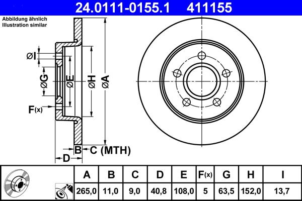 ATE 24.0111-0155.1 - Тормозной диск abcparts.ee