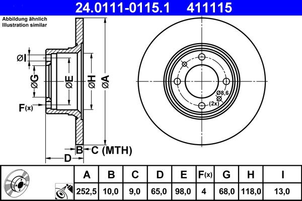 ATE 24.0111-0115.1 - Тормозной диск abcparts.ee