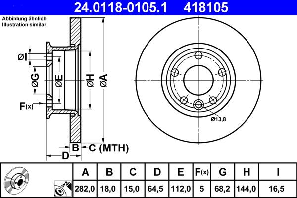 ATE 24.0118-0105.1 - Тормозной диск abcparts.ee