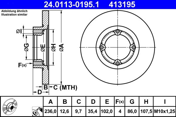 ATE 24.0113-0195.1 - Тормозной диск abcparts.ee