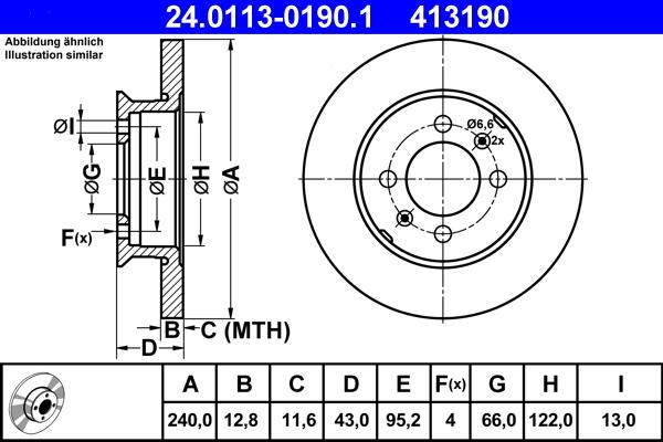 ATE 24.0113-0190.1 - Тормозной диск abcparts.ee
