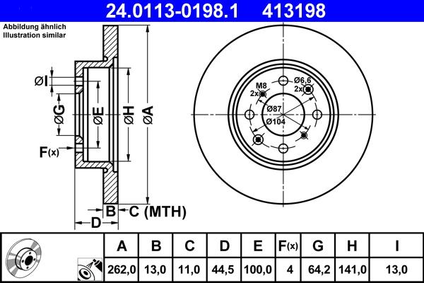 ATE 24.0113-0198.1 - Тормозной диск abcparts.ee