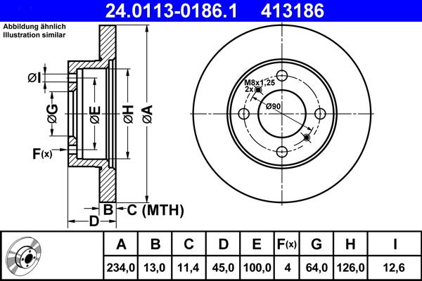 ATE 24.0113-0186.1 - Тормозной диск abcparts.ee