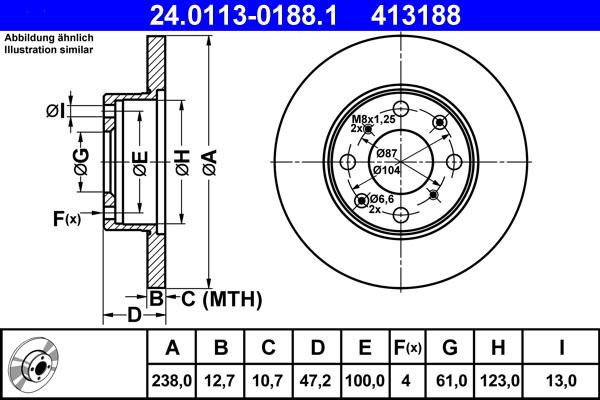 ATE 24.0113-0188.1 - Тормозной диск abcparts.ee