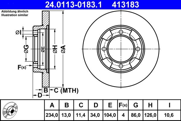 ATE 24.0113-0183.1 - Тормозной диск abcparts.ee