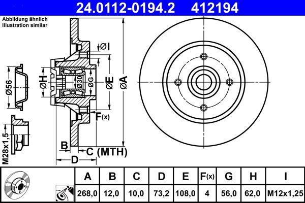 ATE 24.0112-0194.2 - Тормозной диск abcparts.ee