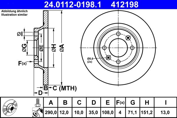 ATE 24.0112-0198.1 - Тормозной диск abcparts.ee