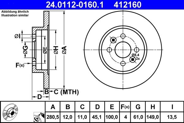 ATE 24.0112-0160.1 - Тормозной диск abcparts.ee