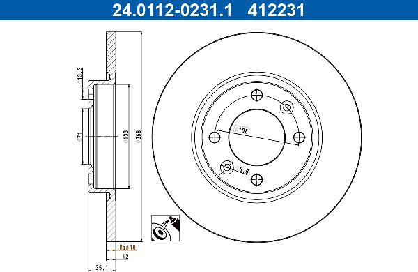 ATE 24.0112-0231.1 - Тормозной диск abcparts.ee