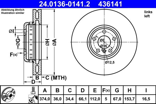 ATE 24.0136-0141.2 - Тормозной диск abcparts.ee