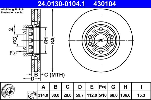 ATE 24.0130-0104.1 - Тормозной диск abcparts.ee