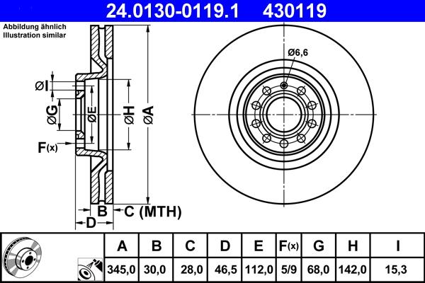 ATE 24.0130-0119.1 - Тормозной диск abcparts.ee