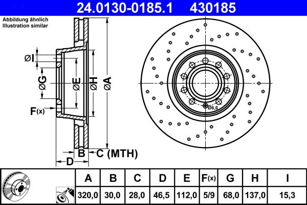 ATE 24.0130-0185.1 - Тормозной диск abcparts.ee