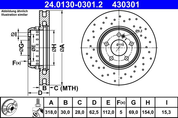 ATE 24.0130-0301.2 - Тормозной диск abcparts.ee