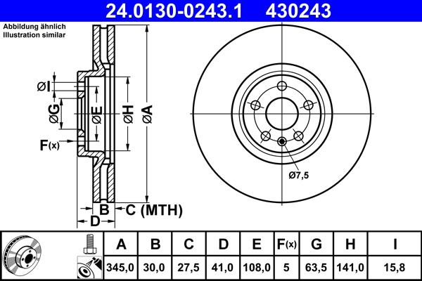 ATE 24.0130-0243.1 - Тормозной диск abcparts.ee