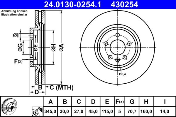 ATE 24.0130-0254.1 - Тормозной диск abcparts.ee
