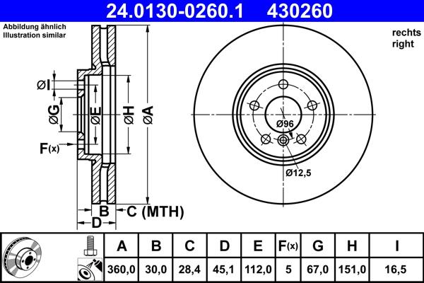 ATE 24.0130-0260.1 - Тормозной диск abcparts.ee