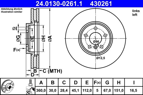 ATE 24.0130-0261.1 - Тормозной диск abcparts.ee
