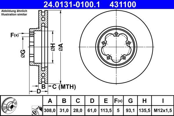 ATE 24.0131-0100.1 - Тормозной диск abcparts.ee