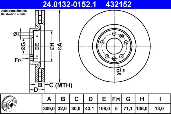ATE 24.0132-0152.1 - Тормозной диск abcparts.ee