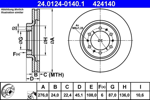 ATE 24.0124-0140.1 - Тормозной диск abcparts.ee