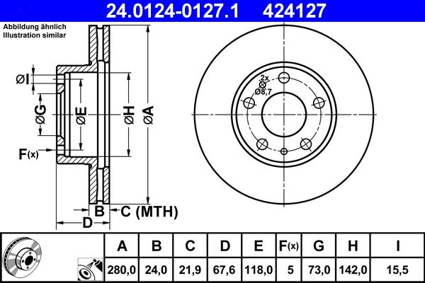 ATE 24.0124-0127.1 - Тормозной диск abcparts.ee