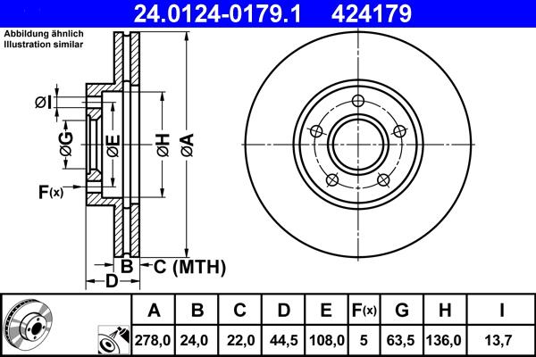 ATE 24.0124-0179.1 - Тормозной диск abcparts.ee