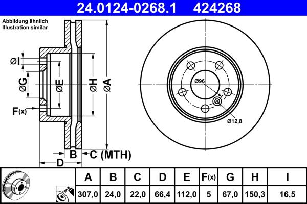 ATE 24.0124-0268.1 - Тормозной диск abcparts.ee