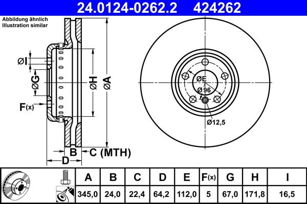 ATE 24.0124-0262.2 - Тормозной диск abcparts.ee