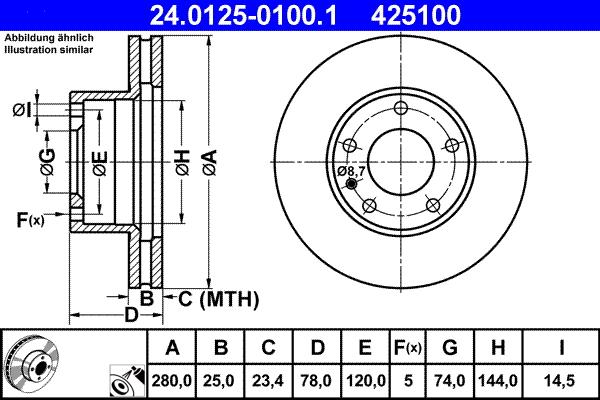 ATE 24.0125-0100.1 - Тормозной диск abcparts.ee