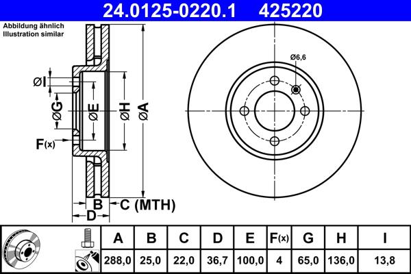 ATE 24.0125-0220.1 - Тормозной диск abcparts.ee