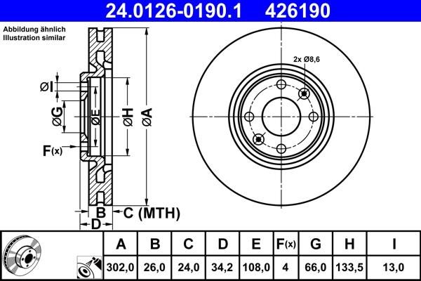 ATE 24.0126-0190.1 - Тормозной диск abcparts.ee