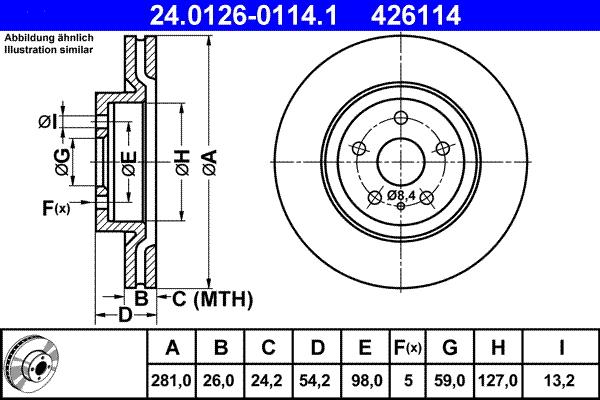 ATE 24.0126-0114.1 - Тормозной диск abcparts.ee