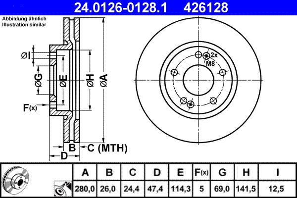ATE 24.0126-0128.1 - Тормозной диск abcparts.ee