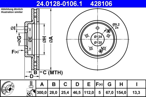 ATE 24.0128-0106.1 - Тормозной диск abcparts.ee