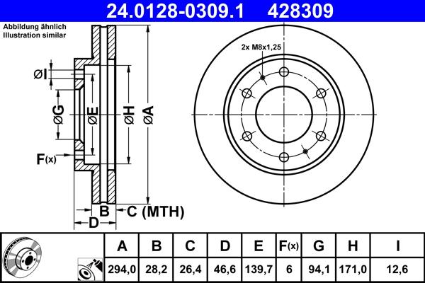 ATE 24.0128-0309.1 - Тормозной диск abcparts.ee