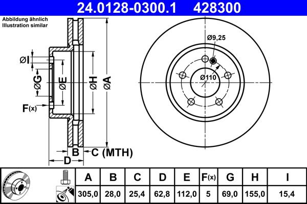 ATE 24.0128-0300.1 - Тормозной диск abcparts.ee