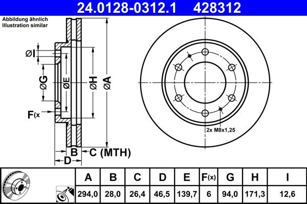 ATE 24.0128-0312.1 - Тормозной диск abcparts.ee