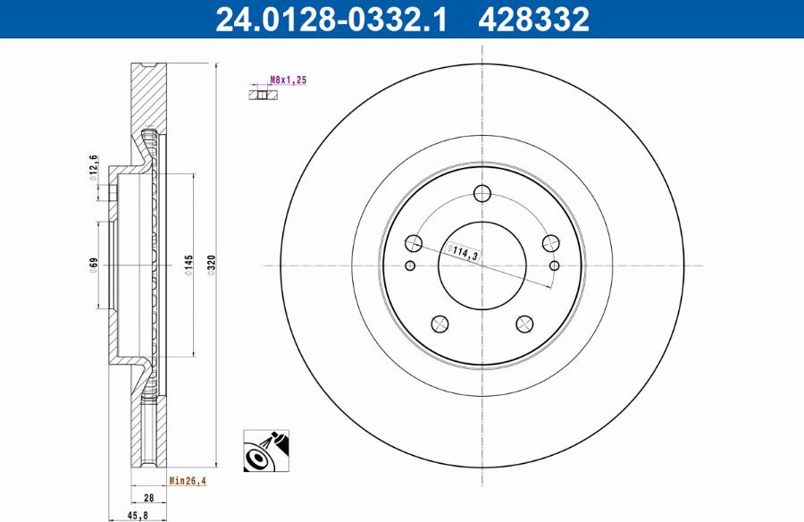 ATE 24.0128-0332.1 - Тормозной диск abcparts.ee