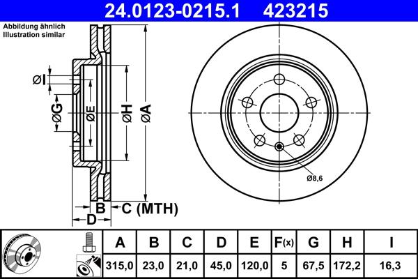 ATE 24.0123-0215.1 - Тормозной диск abcparts.ee