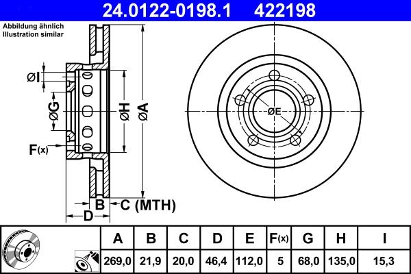 ATE 24.0122-0198.1 - Тормозной диск abcparts.ee